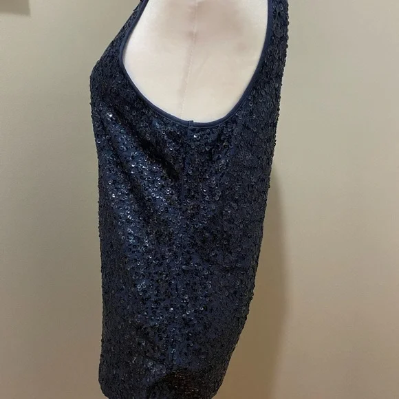 J. Crew Sequin Tank Top Blue Black - Picture 2 of 4